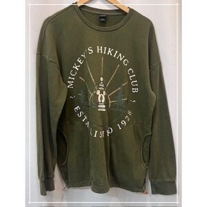 Disney Our Universe Mickey's Hiking Club Green Sweatshirt Womens Size L